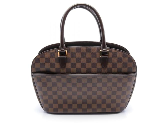 Louis Vuitton Saria Horizontal Damier Ebene Handbag Brown Leather Cloth  ref.1536508