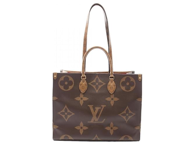 Bolso tote Monogram gigante reversible On the Go GM de Louis Vuitton Castaño Beige Lienzo  ref.1536544