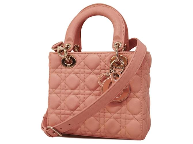 Bolso de mano Cannage Lady de Christian Dior Rosa Cuero  ref.1536595