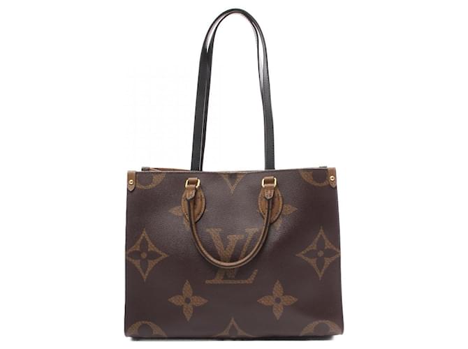 Sac tote Monogram geant inverse On the Go MM de Louis Vuitton Cuir Toile Marron Beige ref.1536642 Joli Closet