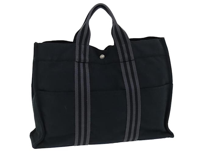 Hermès HERMES Fourre Tout MM Sac à Main Toile Noir Auth 81980  ref.1536684