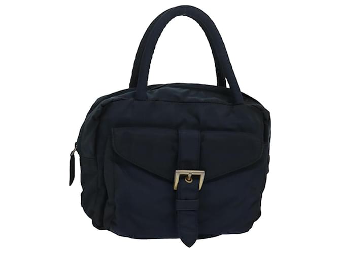 PRADA Bolsa de mão em nylon azul marinho Auth 83396  ref.1536711