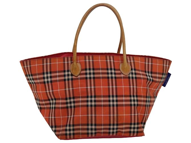 Burberry Nova Check Blue Label Tote Bag aus Nylon und Leder orange braun Auth ti1814  ref.1536763