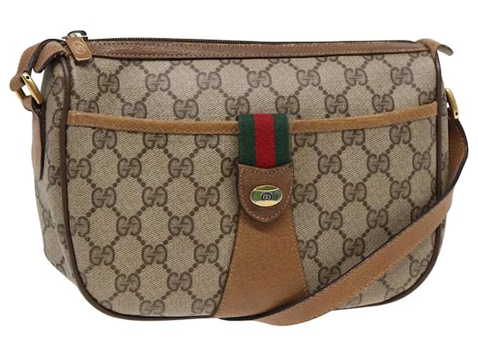 GUCCI GG Supreme Web Sherry Line Bolsa de Ombro PVC Bege Vermelho 89 01 032 Auth 83419  ref.1536765