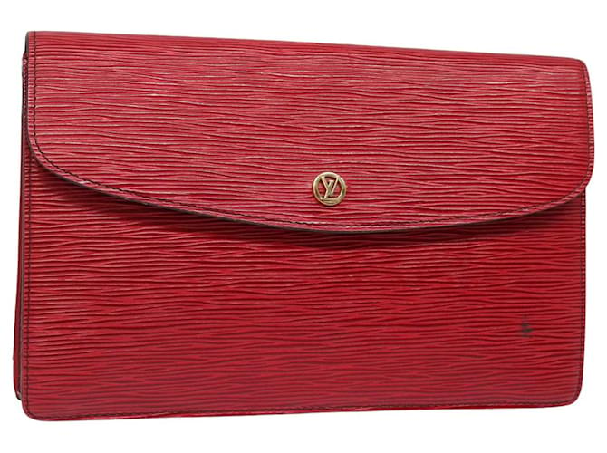 LOUIS VUITTON Epi Montaigne 27 Clutch Vermelho M52657 LV Auth 82375 Couro  ref.1536781