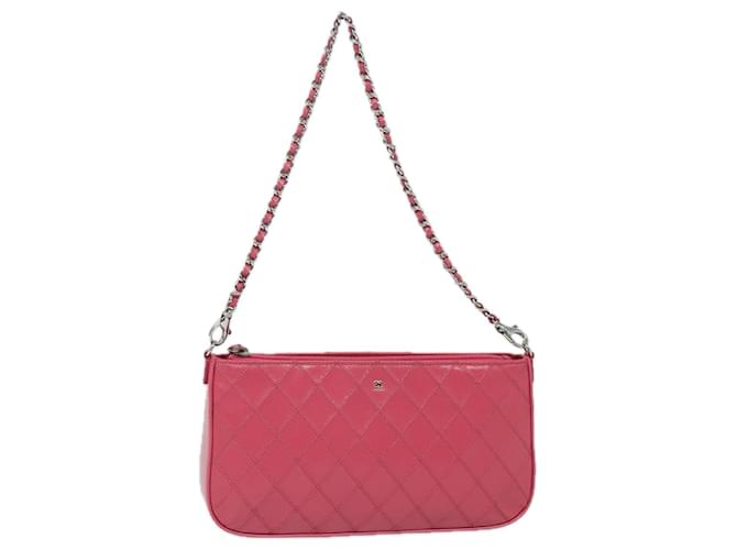 CHANEL Bolsa de Acessórios com Corrente Bicolor Couro de Cordeiro Rosa CC Auth yk13496A  ref.1536849