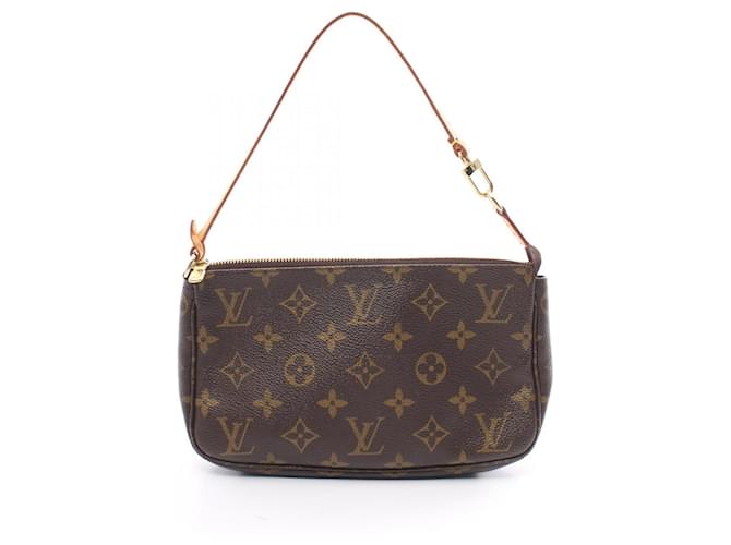 Bolsa Pochette Accessoires Monogram Louis Vuitton Marrom Monograma Couro Couro envernizado  ref.1536918