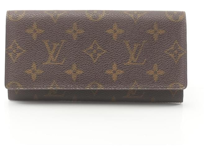 Carteira longa dobrável Monogram Louis Vuitton Marrom Monograma Couro envernizado  ref.1536933