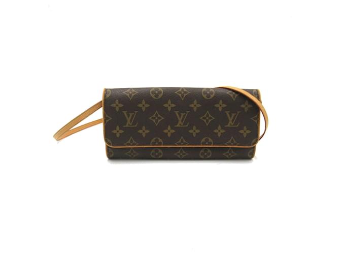 Bolso de Hombro Pochette Twin GM Louis Vuitton Castaño Monograma Lienzo  ref.1536946