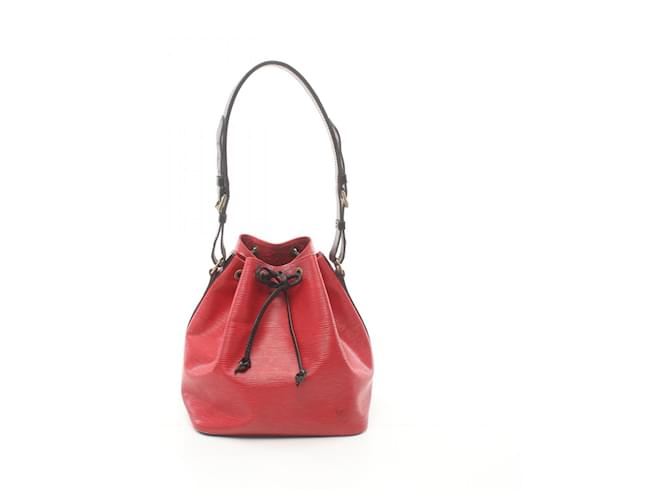 Noe Bolsa de Ombro Petit Noé Louis Vuitton Preto Vermelho Couro  ref.1536955