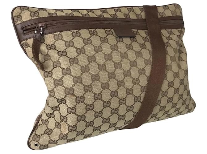 Bolso de hombro Gucci de lona GG marrón Castaño Lienzo  ref.1536982