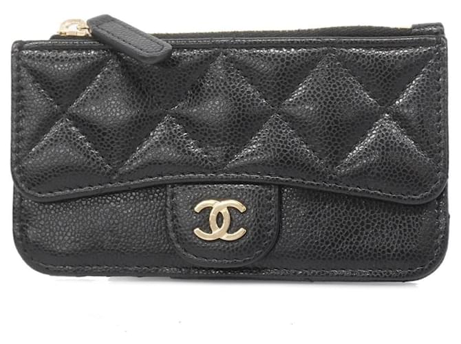 Monedero de cuero caviar negro Chanel  ref.1537008