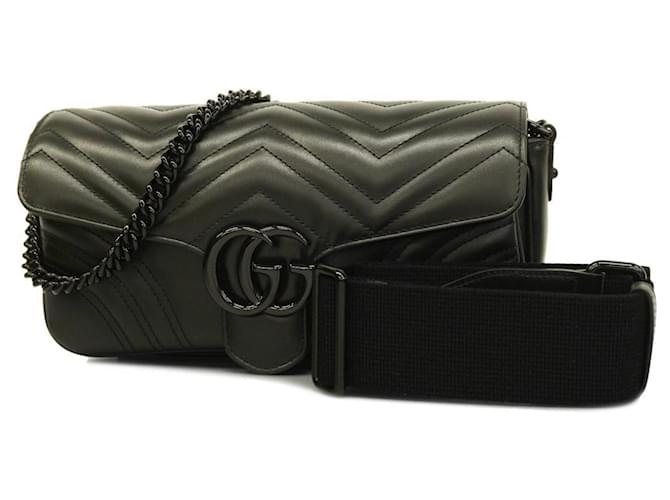 Bolsa de ombro de couro Gucci GG Marmont Preto  ref.1537025