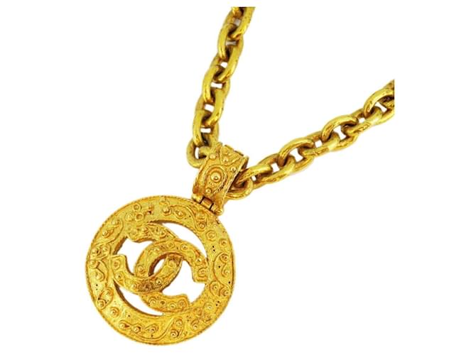 Collier Chanel Marque Coco Cercle Plaqué Or GP 94A Femme  ref.1537026