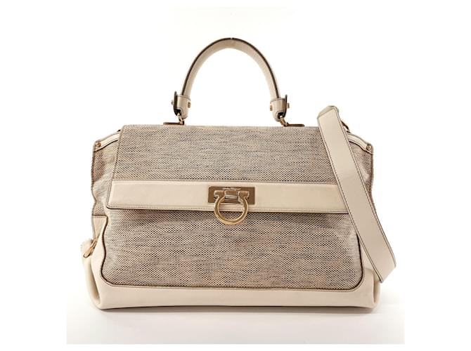 Bolsa Sofia de Salvatore Ferragamo Branco Lona  ref.1537053