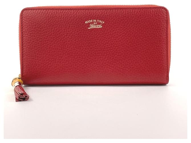 Cartera larga con borlas Gucci Bamboo Roja Cuero  ref.1537068