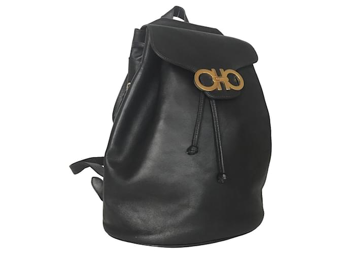 Mochila Gancini de Salvatore Ferragamo Negro Cuero  ref.1537069