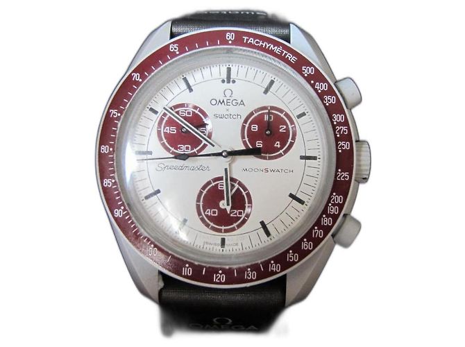 Reloj Omega x Swatch Mission to Pluto Cerámica Blanco Rojo Roja