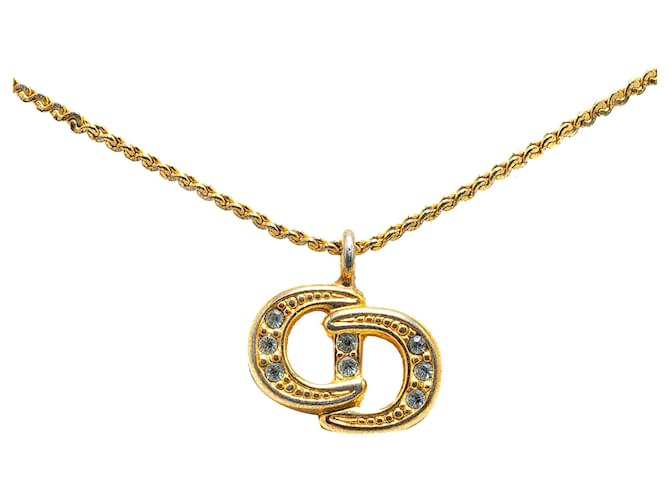 Gold Dior Gold Plated CD Logo Pendant Necklace Golden  ref.1537118