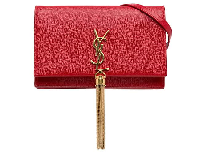 Bolso cruzado Kate Chain en grano de polvo rojo Saint Laurent Roja Cuero  ref.1537123