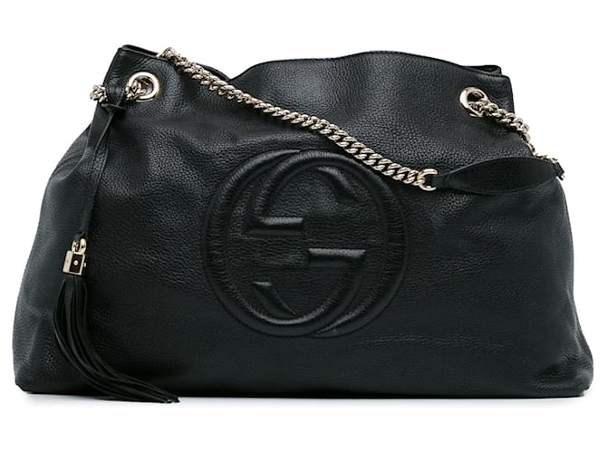 Grand sac à main Gucci Soho en chaîne noir Cuir  ref.1537126