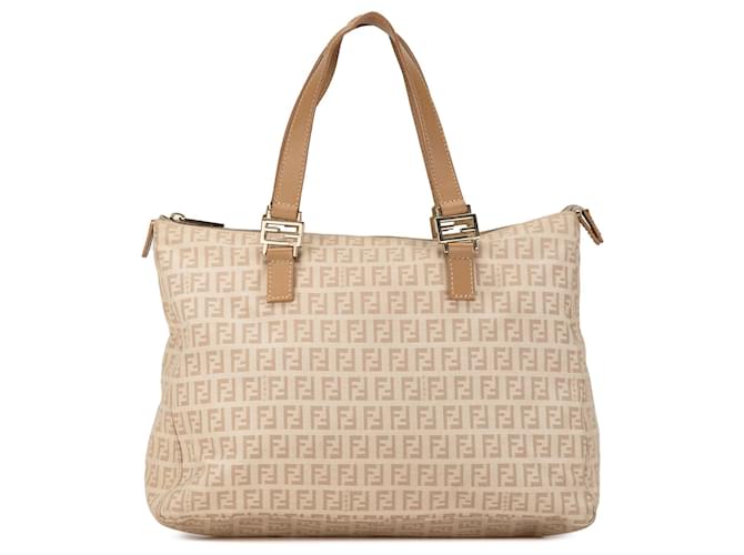 Borsa Tote in tela Zucchino di Fendi in beige Cammello Pelle  ref.1537137