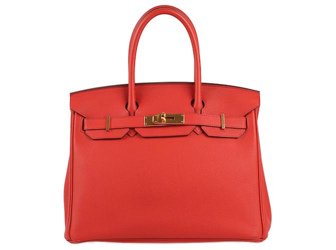 Hermès HERMES Birkin 30 Togo Rouge pivoine Finitions Métalliques Or X: 2016 Cuir  ref.1537144