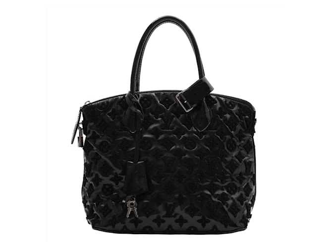 LOUIS VUITTON Patent Lambskin Fascination Lockit BB Handbag in Black Leather  ref.1537154