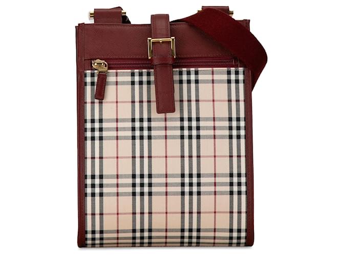 Bolsa transversal Burberry House Check bege Camelo Couro  ref.1537164