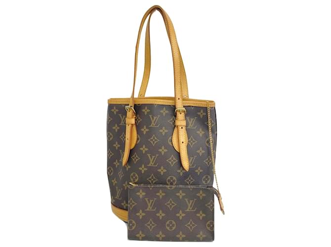 Bucket PM Louis Vuitton Braun Leinwand  ref.1537235