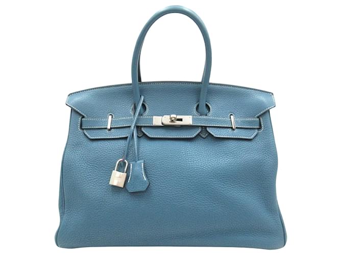 Hermès Birkin 35 Blue Leather  ref.1537320