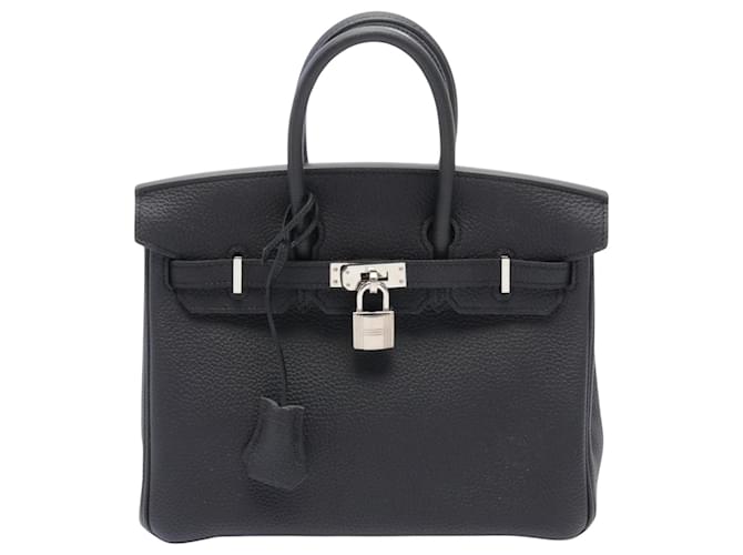 Hermès Birkin 25 Negro Cuero  ref.1537396