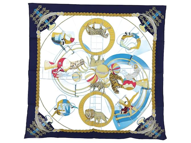 Hermès HERMES Carre 90 Scarves Blue Silk  ref.1537441