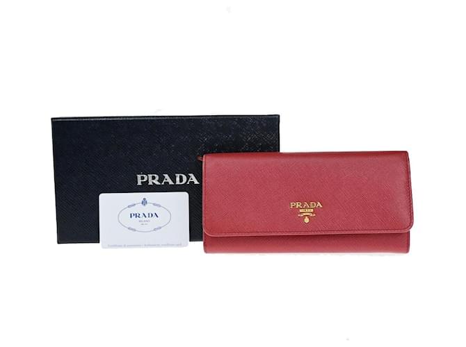 Cartera Saffiano PRADA Roja Cuero  ref.1537446