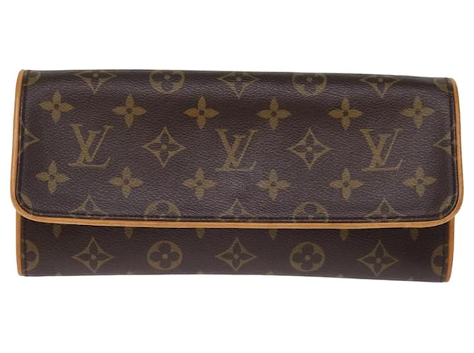 Borsa Clutch Twin LOUIS VUITTON Marrone Tela  ref.1537590