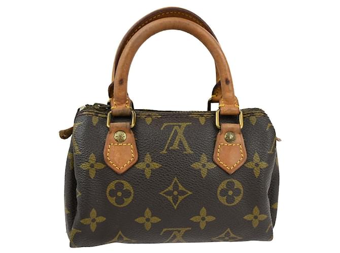 Bolsa Nano Speedy LOUIS VUITTON Marrom Lona  ref.1537634