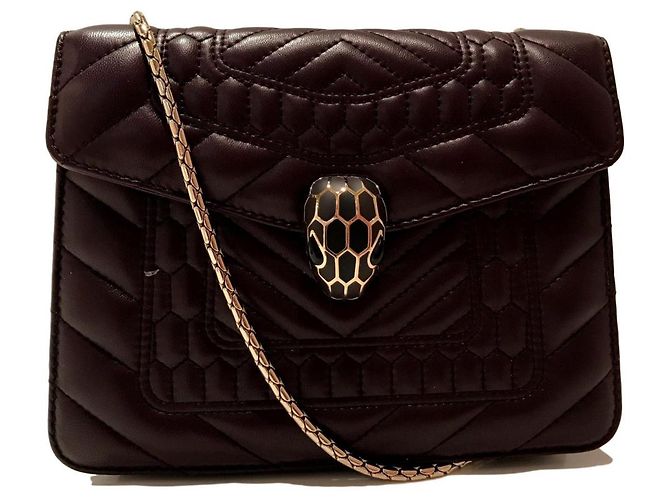Bolsa de mão Bulgari Serpenti Forever em couro roxo