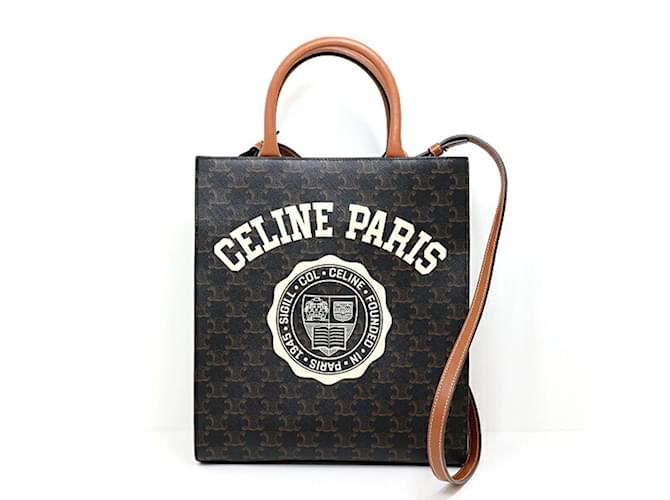 Céline Sac cabas vertical Triomphe de CELINE Cuir Plastique Marron