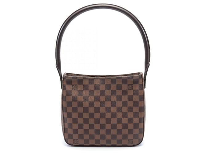 Bolsa de Ombro Louis Vuitton Looping MM Damier Ebene Marrom Couro Lona  ref.1537818