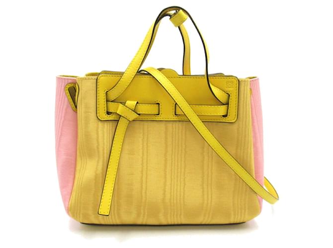 Bolsa de Ombro Loewe Lazo 2 em 1 Rosa Amarelo Couro Cetim ref.1538301 Joli Closet