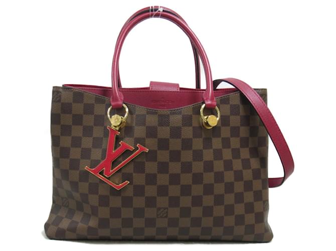 Bolso de Hombro Riverside Louis Vuitton Castaño Damier ebene Cuero Lienzo  ref.1538408