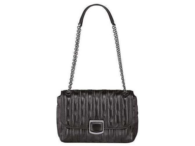 Bolsa Longchamp Brioche S Preta em Pele de Cordeiro Preto