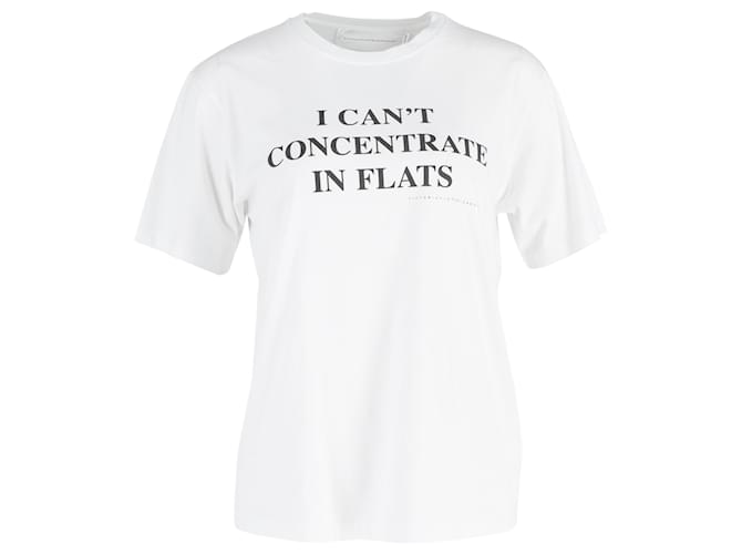 Victoria Beckham "I Can't Concentrate in Flats" T-Shirt in White Cotton  ref.1538445