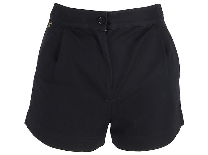 Bermuda de algodão preto com logo bordado Diane von Furstenberg