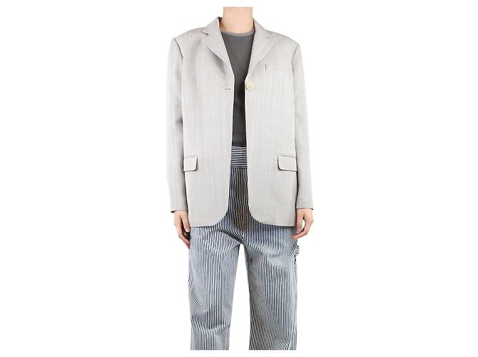 Jacquemus Grey Moyo textured boxy blazer - size UK 8