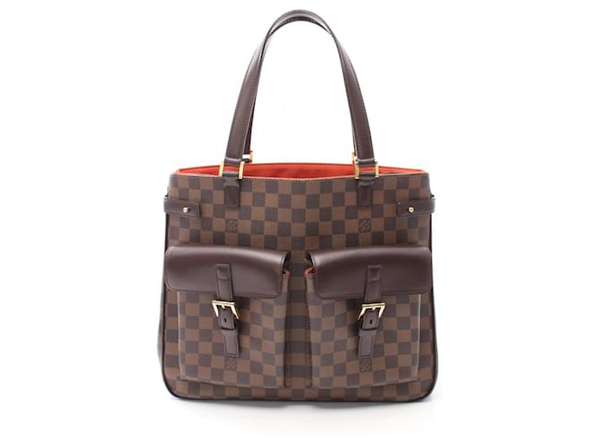 Louis Vuitton Uzes Damier Ebene Tote Bag Brown Leather Cloth  ref.1538907