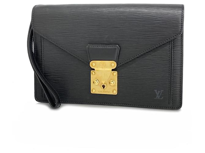 Epi Clutch Tasche von Louis Vuitton Schwarz  ref.1538995