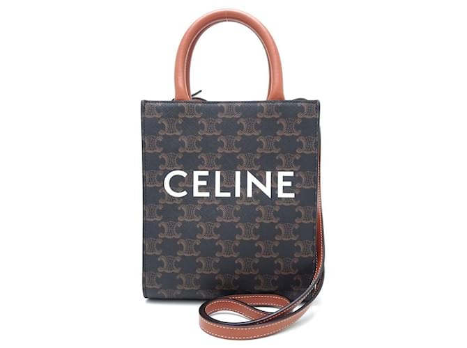 Céline Borsa a spalla cabas verticale Celine Marrone Tela  ref.1539072