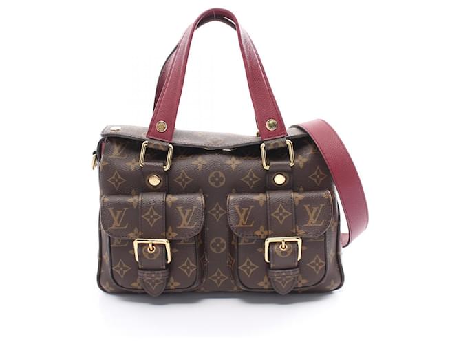 Bolsa de mão Monogram Manhattan Louis Vuitton Marrom Bordeaux Couro Plástico  ref.1539189