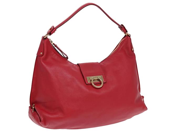 Borsa a spalla Gancini in pelle rossa Salvatore Ferragamo Auth 83804 Rosso  ref.1539279